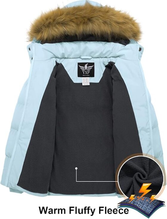 YXP Girl's Puffer Jackets Warm Fleece Lined Winter Coats - Image 5
