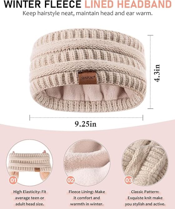 Womens Winter Beanie Hat Scarf Gloves Headband Set - Image 3
