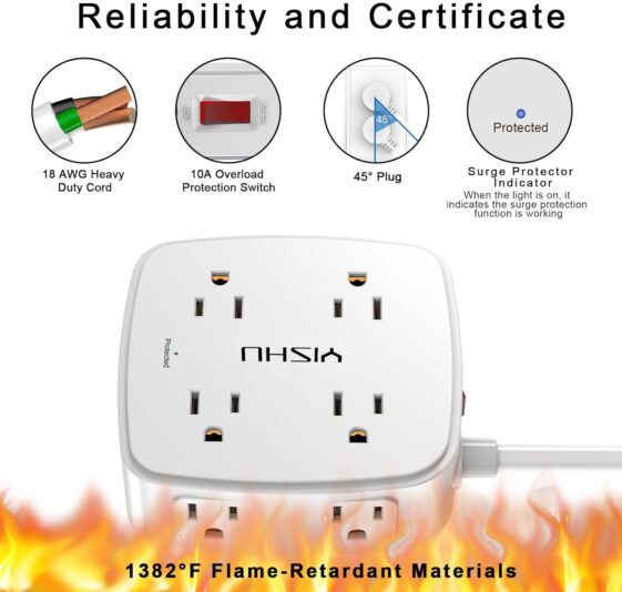 6 Ft Surge Protector Power Strip - Image 3