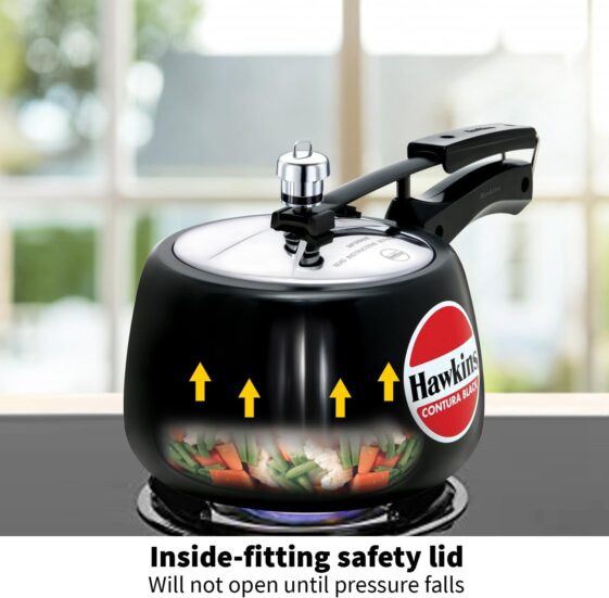 Hawkins 3 Litre Contura Black Pressure Cooker - Image 3