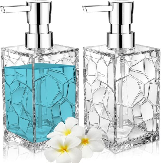 2 Pack Clear Rust Proof Soap Dispenser,