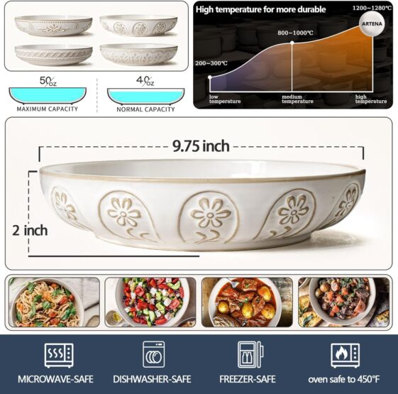 Artena Pasta Bowls, 50oz Large Salad - Image 6