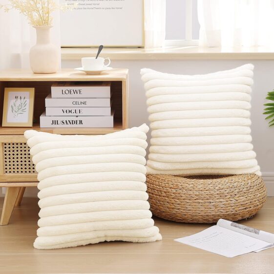 Pallene Faux Fur Plush Throw Pillow Covers 18x18 Set of 2 - Image 5