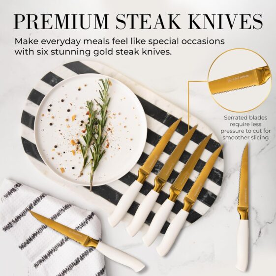 Gold Knife Set with Block Self - Image 3