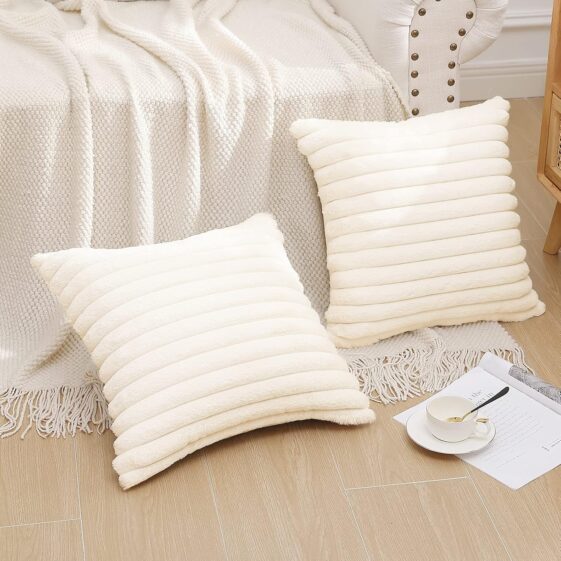 Pallene Faux Fur Plush Throw Pillow Covers 18x18 Set of 2 - Image 4