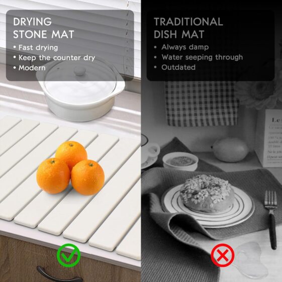 Large Stone Dish Drying Mat for Kitchen Counter - Image 2